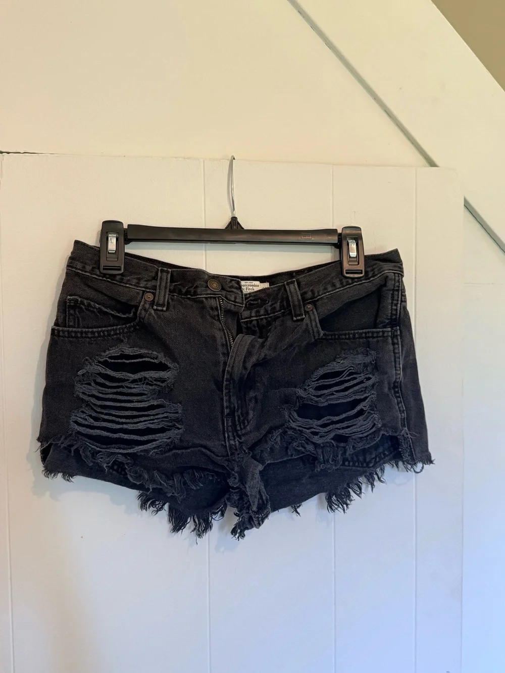 Abercrombie & Fitch Black Distressed Denim Cutoff Shorts